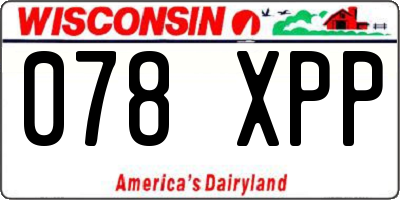 WI license plate 078XPP