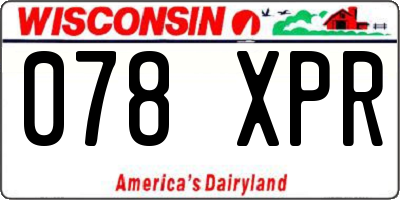 WI license plate 078XPR