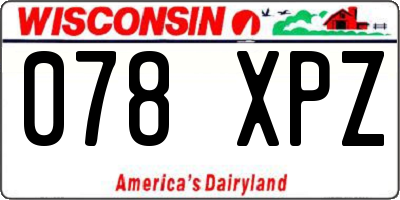 WI license plate 078XPZ