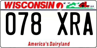 WI license plate 078XRA