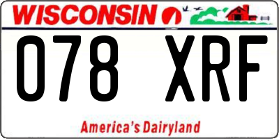 WI license plate 078XRF