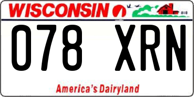 WI license plate 078XRN