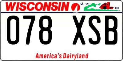 WI license plate 078XSB
