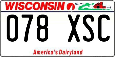 WI license plate 078XSC