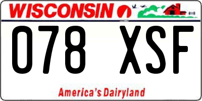 WI license plate 078XSF
