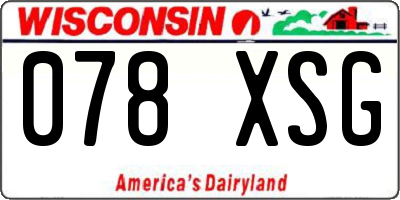 WI license plate 078XSG