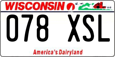 WI license plate 078XSL