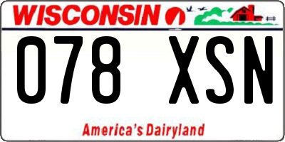 WI license plate 078XSN
