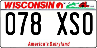 WI license plate 078XSO