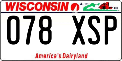WI license plate 078XSP