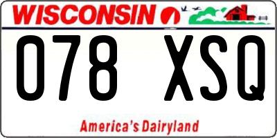 WI license plate 078XSQ