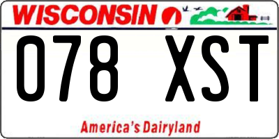 WI license plate 078XST