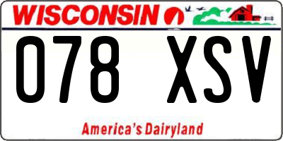 WI license plate 078XSV