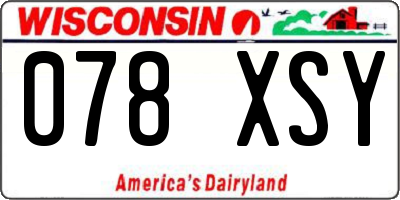 WI license plate 078XSY