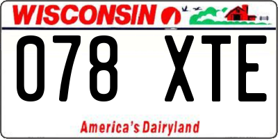 WI license plate 078XTE