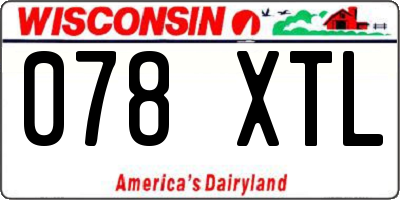 WI license plate 078XTL