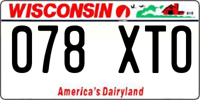 WI license plate 078XTO