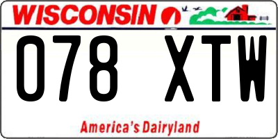 WI license plate 078XTW