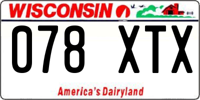 WI license plate 078XTX