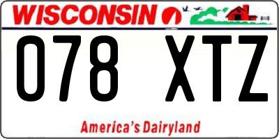 WI license plate 078XTZ