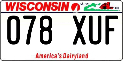 WI license plate 078XUF