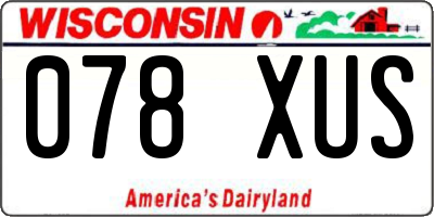 WI license plate 078XUS