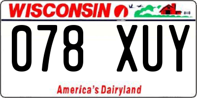 WI license plate 078XUY