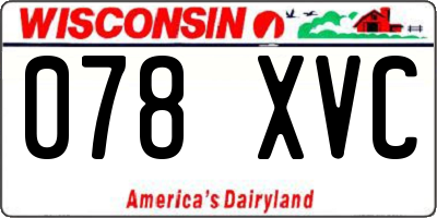 WI license plate 078XVC