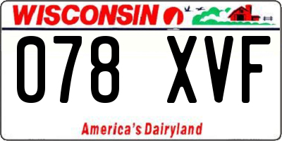 WI license plate 078XVF