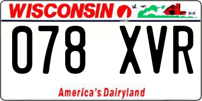 WI license plate 078XVR