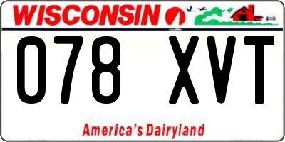 WI license plate 078XVT