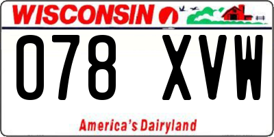 WI license plate 078XVW
