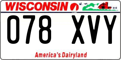 WI license plate 078XVY