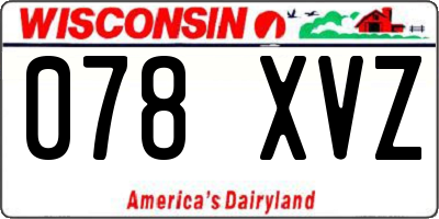 WI license plate 078XVZ
