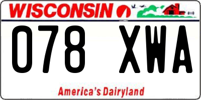 WI license plate 078XWA