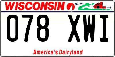 WI license plate 078XWI