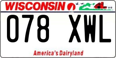 WI license plate 078XWL
