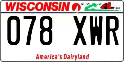 WI license plate 078XWR