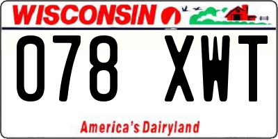 WI license plate 078XWT