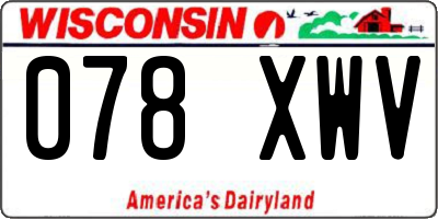 WI license plate 078XWV