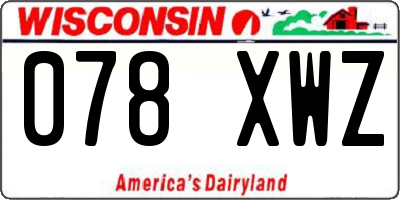 WI license plate 078XWZ
