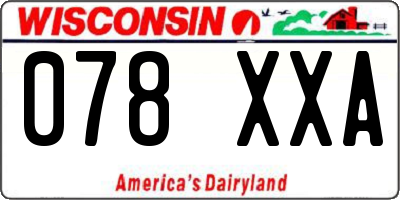 WI license plate 078XXA