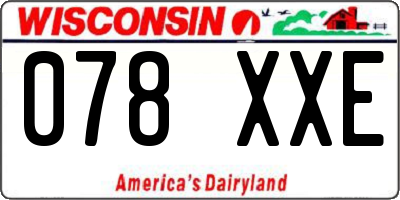 WI license plate 078XXE