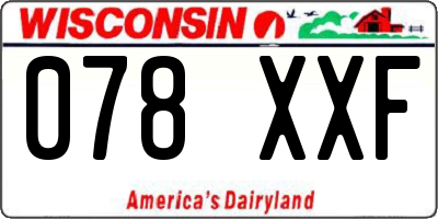 WI license plate 078XXF