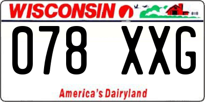 WI license plate 078XXG