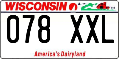 WI license plate 078XXL