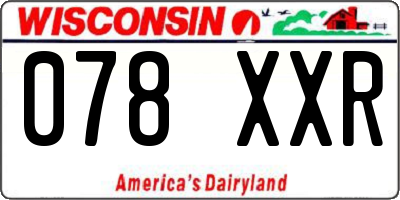 WI license plate 078XXR