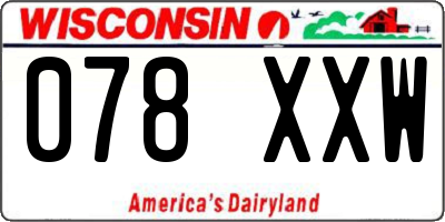 WI license plate 078XXW