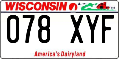 WI license plate 078XYF