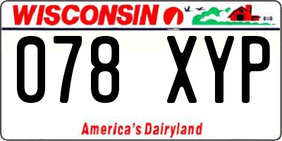 WI license plate 078XYP